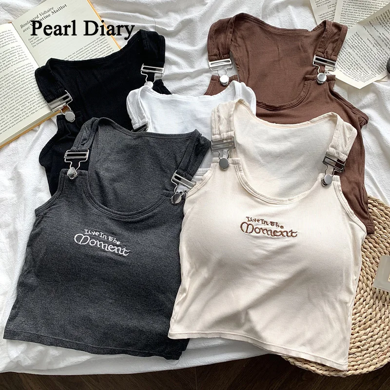 Pearl Diary Women New Letter Printing Tank Tops With Bra Pad Casual Camis Y2K Crop Tops For Women Shoulder Belt Iron Ring Tops
Pearl Diary Women New Letter Printing Tank Tops With Bra Pad Casual Camis Y2K Crop Tops For Women Shoulder Belt Iron Ring Tops