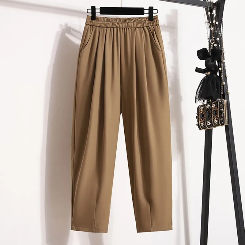 

Women Casual Harem Pants New Arrival 2024 Spring Korean Style Solid Color Basics High Waist Female Ankle-length Pants W1693