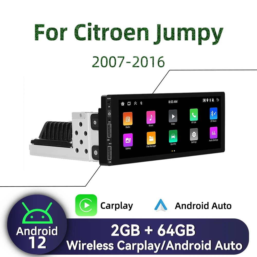 

1Din Android Radio for Citroen Jumpy 2007-2016 Carplay Autoradio Android Auto Stereo Car Multimedia Head Unit Navigation GPS BT