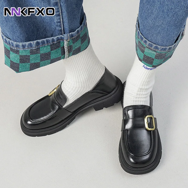 Retro Loafers Women Genuine Leather Flat Platform Metal Belt Decoration Round Toe Slip-On Female Penny Shoes vc5229
Retro Loafers Women Genuine Leather Flat Platform Metal Belt Decoration Round Toe Slip-On Female Penny Shoes vc5229