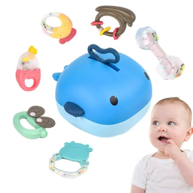 

Teething Toy Rattle Toys Educational Toys 2-In-1 Toys With Textured Rings Stimulates Gums Various Animation Patterns For Kids