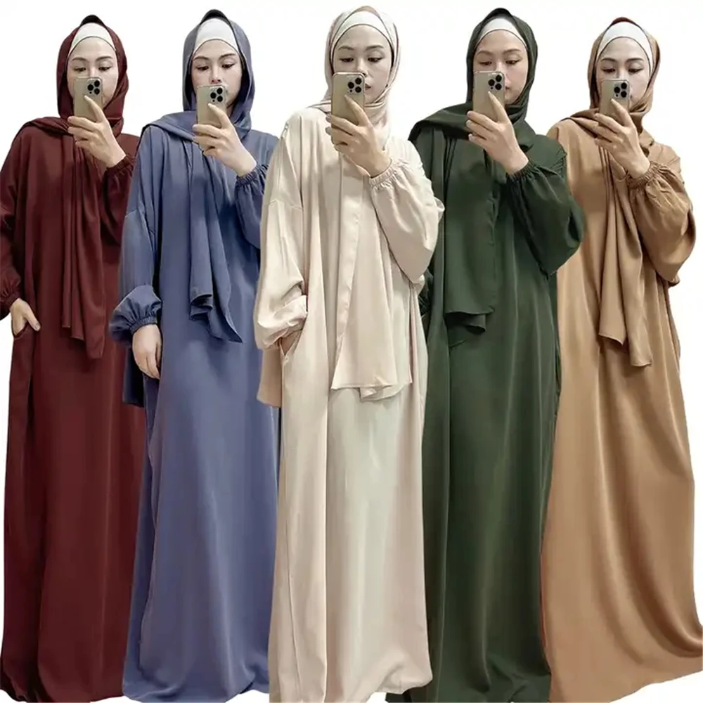 

Middle East Dubai Hooded Abayas Muslim Women Modest Prayer Garment Islamic Clothing Eid Ramadan Prayer Dress Kaftan Robe Abaya