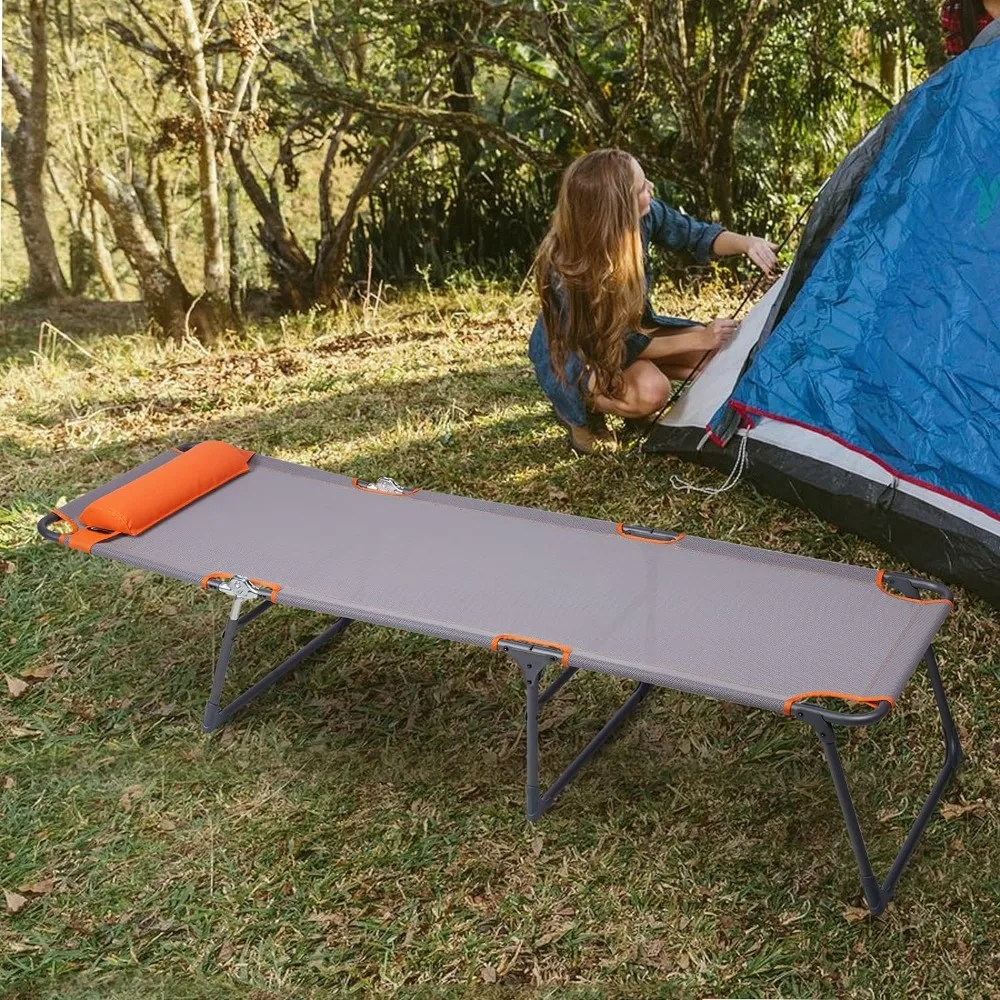 

Lit Camping Gear and Accessories Orange Folding Bed for Sleeping Beach Tourist Camp-cot Adjustable Portable Cot for Adults Grey