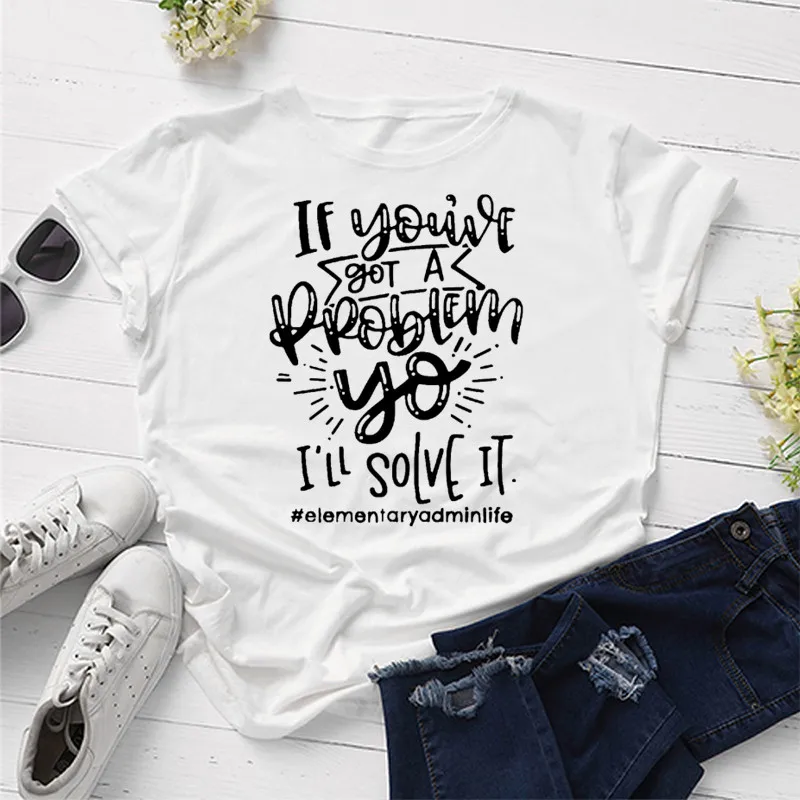 Teacher Shirt Back to School Shirts If You Got A Problem Yo I'll Solve It T-Shirt Y2K Aesthetic Graphic Tee Cotton Unisex Tops
Teacher Shirt Back to School Shirts If You Got A Problem Yo I'll Solve It T-Shirt Y2K Aesthetic Graphic Tee Cotton Unisex Tops