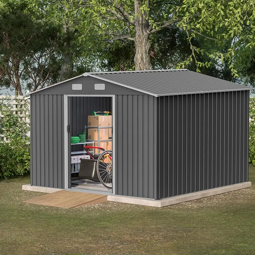 10X8 FT Outdoor Storage Shed with Sliding Doors and Padlock,All Weather Use Sheds, Ventilation Vents,for Garden,Grey
10X8 FT Outdoor Storage Shed with Sliding Doors and Padlock,All Weather Use Sheds, Ventilation Vents,for Garden,Grey