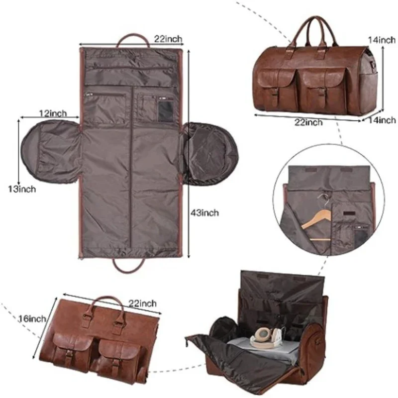 

Carry-on Garment Bag Large Duffel Bag Suit Travel Bag Weekend Flight with Shoe Pouch for Men Women