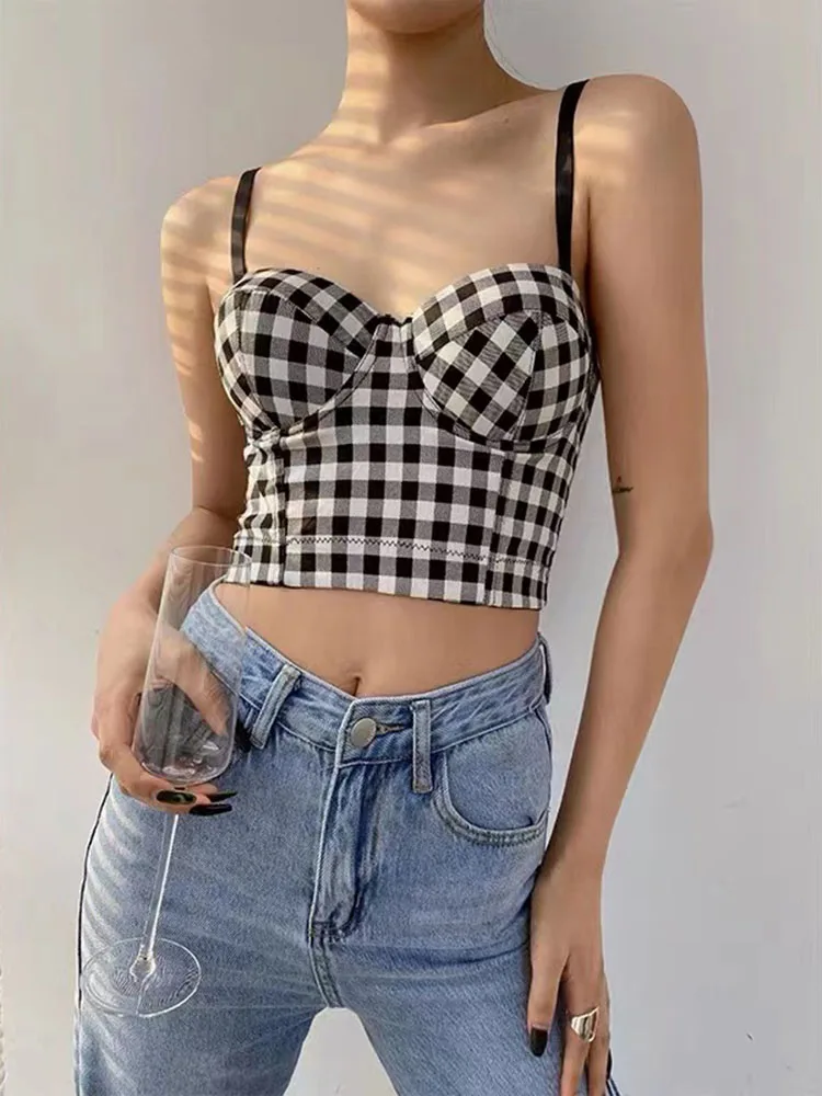 Classic Plaid Corset Womens Crop Top Vintage Cropped Corset Bra Tight Bustier Top Sexy Party Clothes Summer Camisole Tube Top
Classic Plaid Corset Womens Crop Top Vintage Cropped Corset Bra Tight Bustier Top Sexy Party Clothes Summer Camisole Tube Top