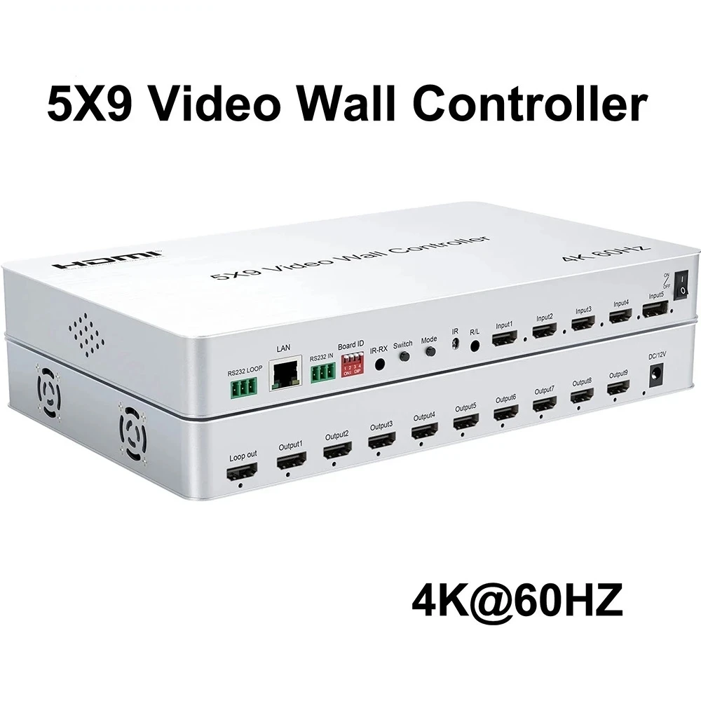 4K 5x9 HDMI Video Wall Controller 2x2 3x3 2x4 1x9 9 Way Multi Screen Splicing Cascade TV Wall Splicer 4x1 Multiviewer PIP RS232
4K 5x9 HDMI Video Wall Controller 2x2 3x3 2x4 1x9 9 Way Multi Screen Splicing Cascade TV Wall Splicer 4x1 Multiviewer PIP RS232