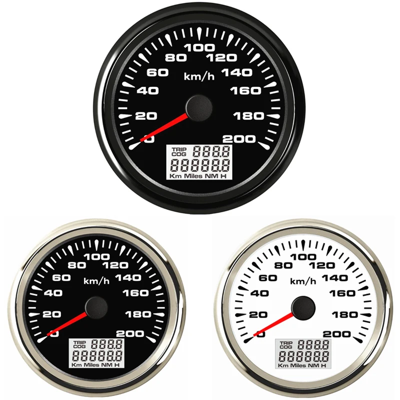 85mm Auto GPS Speed Odometers Trip Meters Cog 0-200km/h Marine Waterproof Speedometers Indicators with 8 Kinds Backlight Color
85mm Auto GPS Speed Odometers Trip Meters Cog 0-200km/h Marine Waterproof Speedometers Indicators with 8 Kinds Backlight Color