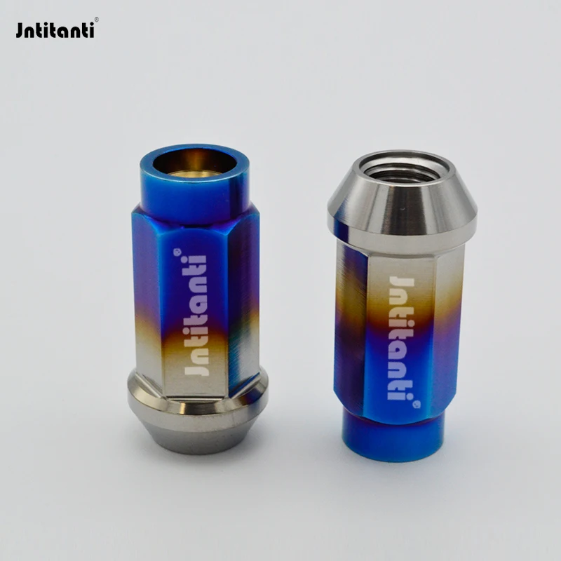 

Jntitanti 60 Degree Cone Seat Closed End Gr.5 Titanium Alloy Auto Lug Nuts with Groove 35&45mm Length