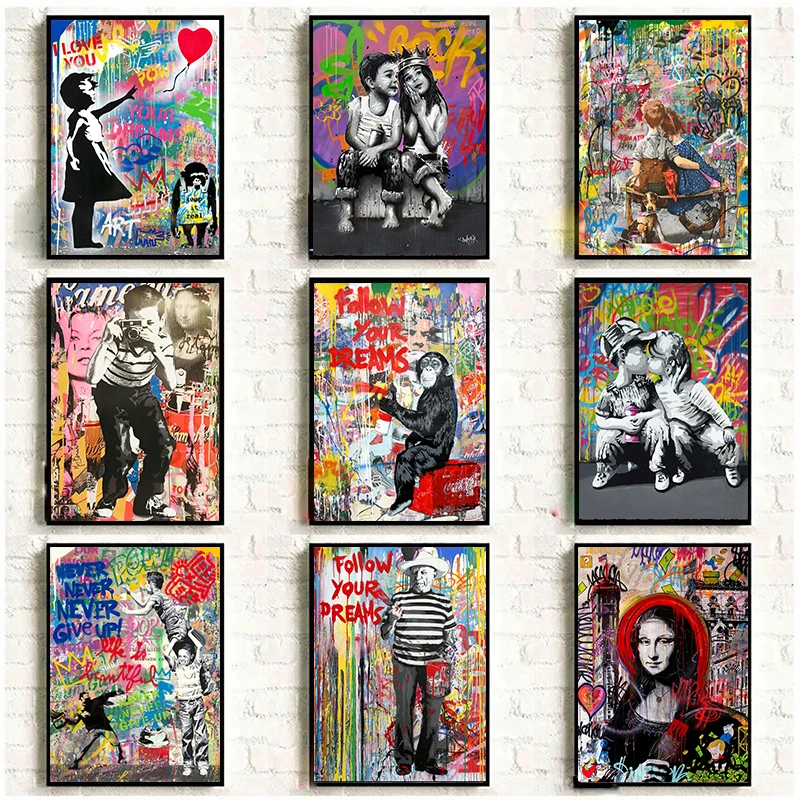 Banksy Graffiti Art Canvas Painting Abstract Animals and Figures Posters and Prints Street Wall Art Picture Home Decor Cuadros
Banksy Graffiti Art Canvas Painting Abstract Animals and Figures Posters and Prints Street Wall Art Picture Home Decor Cuadros