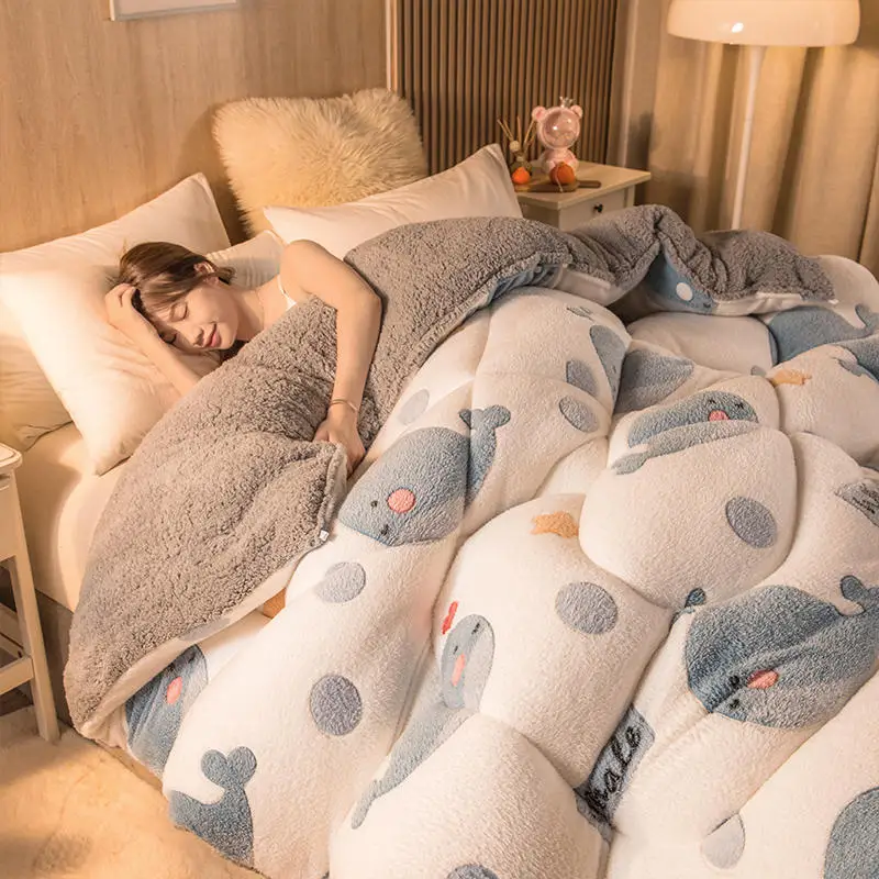 

Одеяло из овечьей шерсти, зимнее стеганое одеяло, домашнее утолщенное теплое зимнее одеяло для студенческого общежития, односпальная и двуспальная кровать, зимнее стеганое одеяло