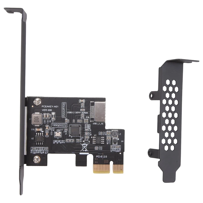 

PCI-E 1X To USB 3.2 GEN1 5Gbps Type-E A-Key Expansion Card,Front Panel Type-C Interface For Desktop PC(ASM1042A)