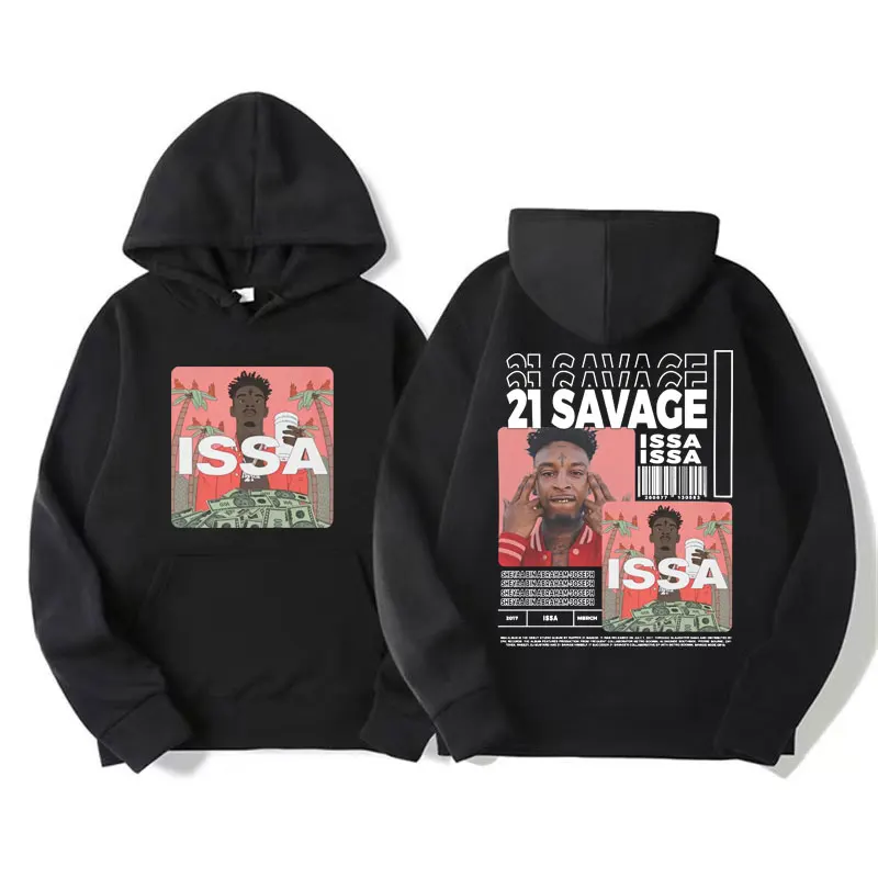 

Limited 21 SAVAGE ISSA Album Vintage Inspired Hoodies Men Women Autumn/Winter Casual Cozy Sweatshirt Gothic Hip Hop Style Hoodie