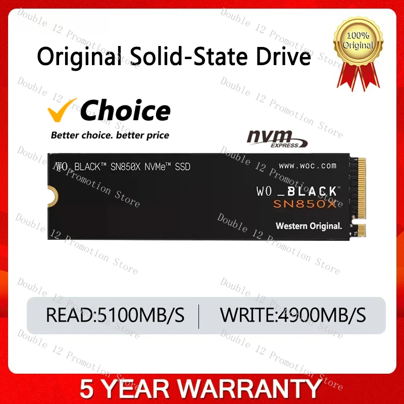 

Original 4TB BLACK SN850X NVMe SSD 2TB 1TB 500GB 250GB Internal Gaming Solid State Drive Gen4 PCIe M.2 2280 Up To 5150 MB/s