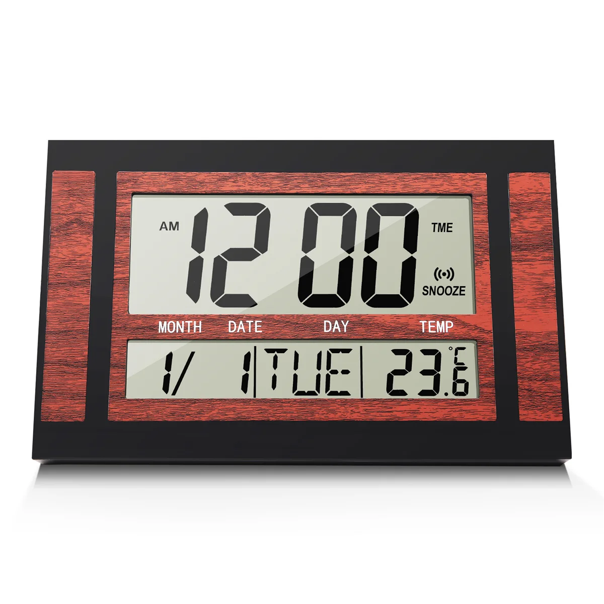 

Digital Wall Clock LCD Large Number Time Temperature Calendar Alarm Table Desk Clock Modern Design Office Home Black