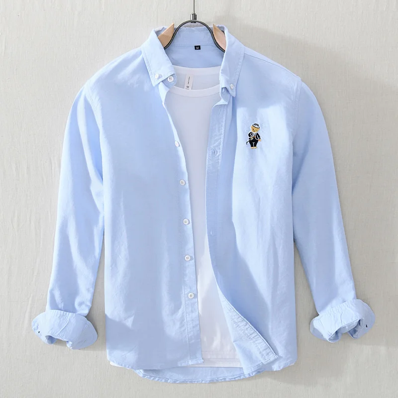 2023 New 100% Cotton Shirt Spring and Summer Men Cartoon Bear Embroidery Korean Fashion Casual Long Sleeve Thin Shirts
2023 New 100% Cotton Shirt Spring and Summer Men Cartoon Bear Embroidery Korean Fashion Casual Long Sleeve Thin Shirts