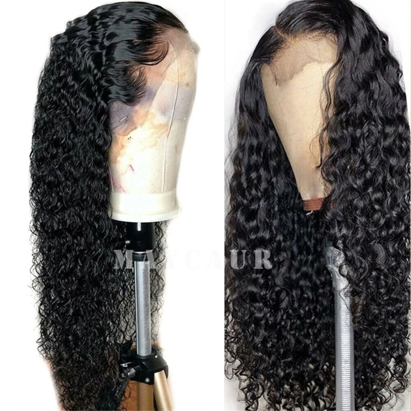 

US Synthetic Curly Wave Lace Front Wig, Long Black Hair, High Density, Loose, Brazilian