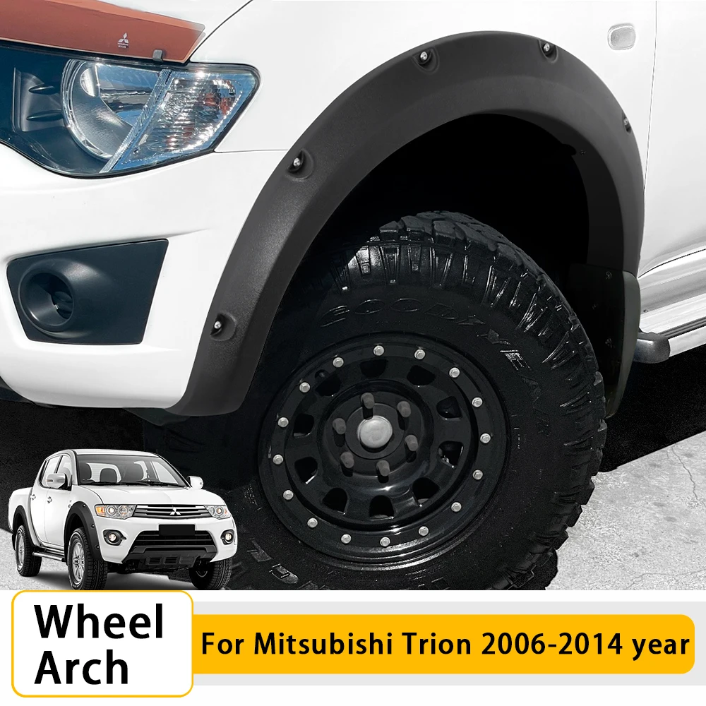 

Rivet Style Fender Flares Kit for Mitsubishi Trion 2006-2014 Double Cabin Models Wheel Arch Mudguards with Rubber Stripped