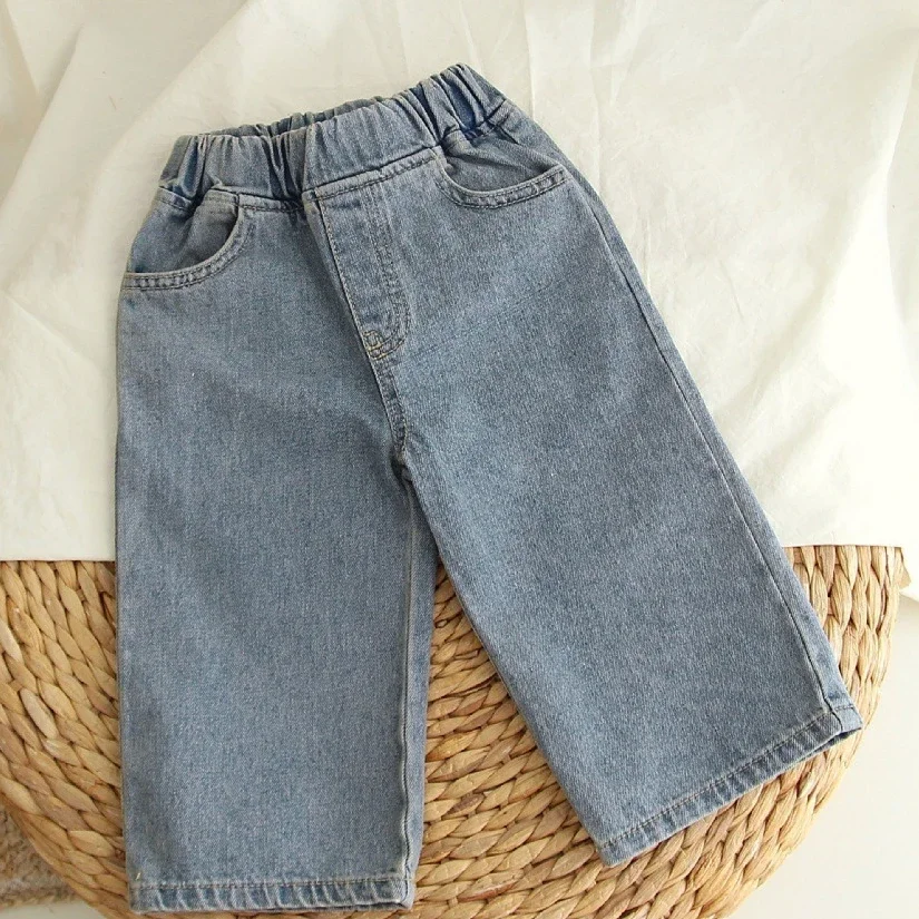 

Fashion Baby Girl Spring Wide Leg Jeans Pant Cotton Infant Toddler Child Loose Denim Straight Trousers Baby Casual Clothes 1-6Y