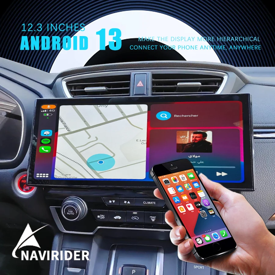 

NaviRider 12.3" Android 13 Screen For Honda CRV CR-V 2016 Breeze 2017 2021 GPS Navig Car Multimedia Video Player Speaker 256GB