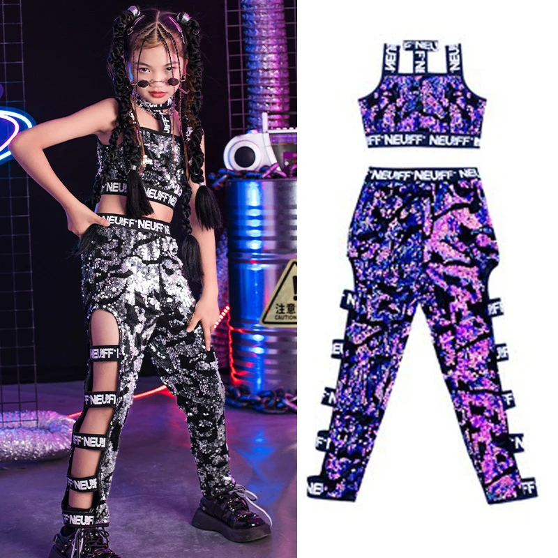 Kids Jazz Dance Costume Hip Hop Clothing For Girls Silver Sequins Top Hollow Pants Stage Show Street Dance Clothes Outfit XS6277
Kids Jazz Dance Costume Hip Hop Clothing For Girls Silver Sequins Top Hollow Pants Stage Show Street Dance Clothes Outfit XS6277