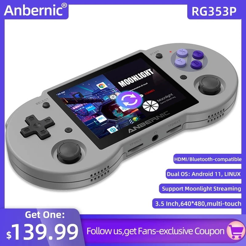 Anbernic RG353P Handheld Game Console 3.5 Inch Multi-touch Screen Android Linux System HDMI-compatible Player 256G 35000 Games
Anbernic RG353P Handheld Game Console 3.5 Inch Multi-touch Screen Android Linux System HDMI-compatible Player 256G 35000 Games