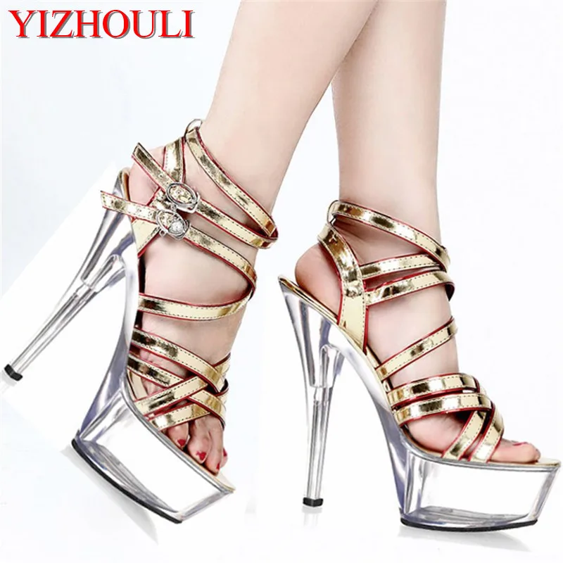 

Hot Sale 15cm Crystal Sandals High-Heeled Shoes Platform Gladiator Sexy Women's Shoes Sexy Clubbing High Heel Dance Shoes