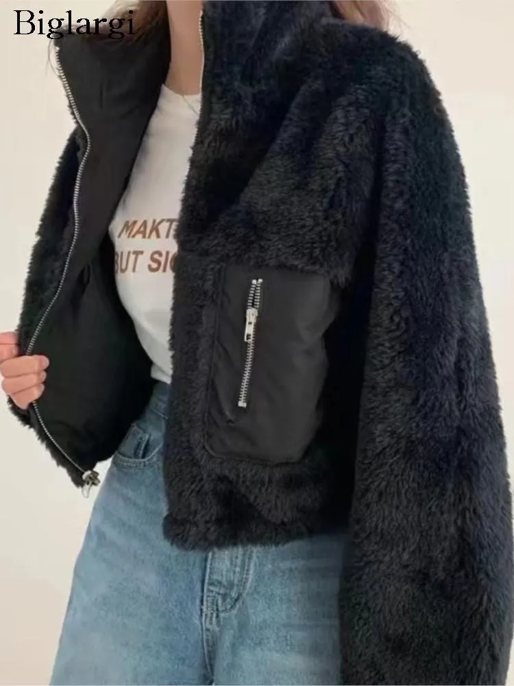 Autumn Winter Reversible Furry Coat Women Casual Fashion Pleated Ladies Cropped Jackets Long Sleeve Woman Jackets Coats 2023 
Autumn Winter Reversible Furry Coat Women Casual Fashion Pleated Ladies Cropped Jackets Long Sleeve Woman Jackets Coats 2023