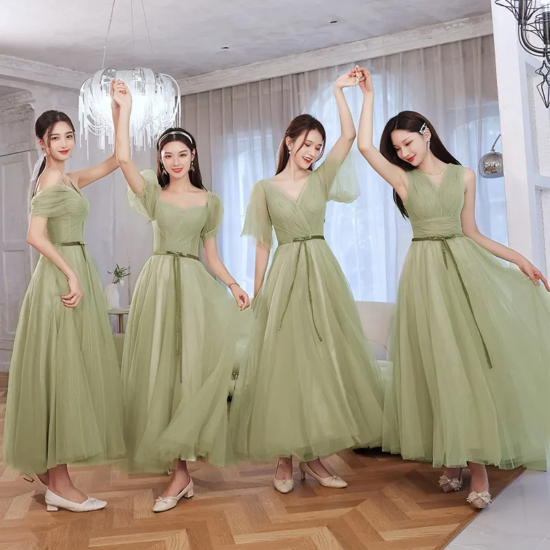 Bridesmaid Dresses V-Neck Sashes Empire Short Sleeves A-Line Elegant Lace Up Ankle-Length Tulle New Lady Formal Party Gown E1185
Bridesmaid Dresses V-Neck Sashes Empire Short Sleeves A-Line Elegant Lace Up Ankle-Length Tulle New Lady Formal Party Gown E1185