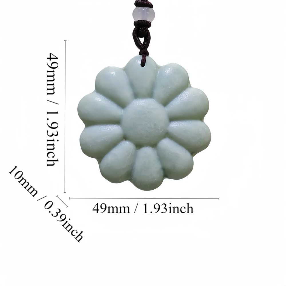 

Natural Real Jade Flower Pendant Necklace Chinese Jewelry Talismans Carved Gemstones Vintage Gift Amulet Gifts for Women Men