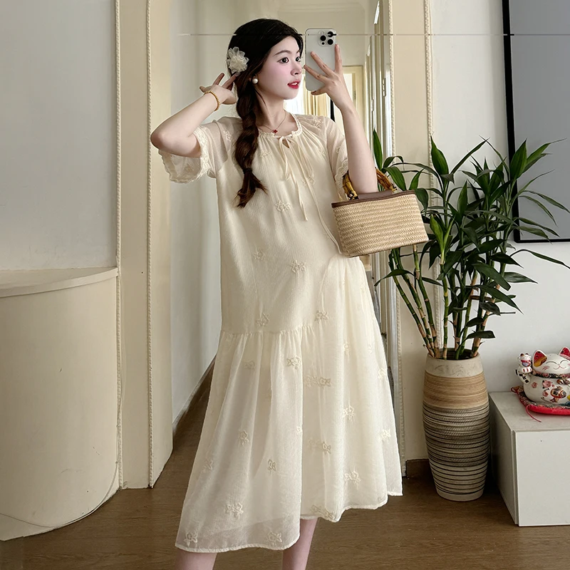 Spring Pregnant Woman Chiffon Dresses Flare Sleeve O-neck Sweet Maternity Dress with Lining Fashion Pregnancy A-line Dress Cute
Spring Pregnant Woman Chiffon Dresses Flare Sleeve O-neck Sweet Maternity Dress with Lining Fashion Pregnancy A-line Dress Cute