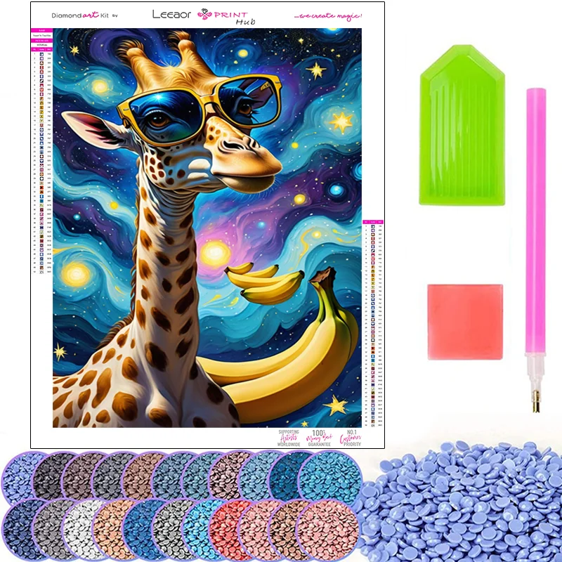 

Full Round Diamond Painting Giraffe Rhinestones Embroidery Mosaic Cross Stitch Kits Art Animal Landscape Home Wall Decor Gifts