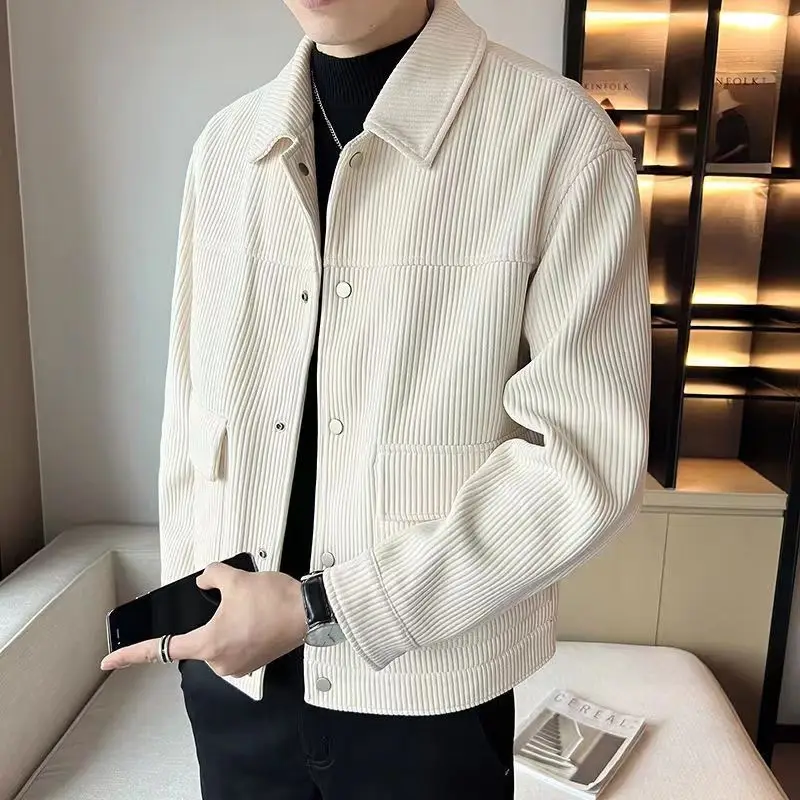 Thicken Striped Corduroy Jacket Men Autumn and Winter Solid Color Korean Fashion Casual Buttons Lapel High-end Short Coats Men
Thicken Striped Corduroy Jacket Men Autumn and Winter Solid Color Korean Fashion Casual Buttons Lapel High-end Short Coats Men