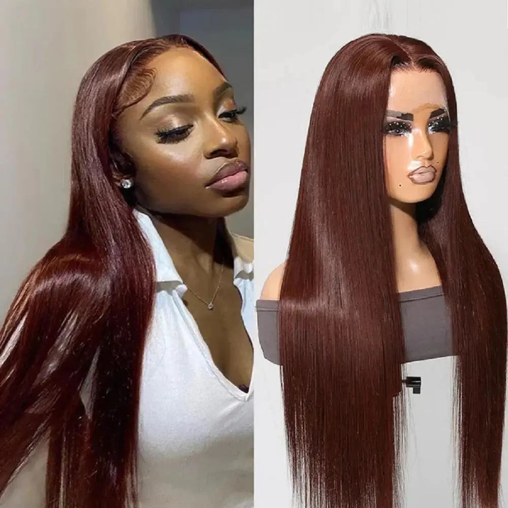

Soft Glueless 180Density Long 26Inch Dark Brown Straight Lace Front Wig For Women With Baby Hair Synthetic Preplucked Daily Wig