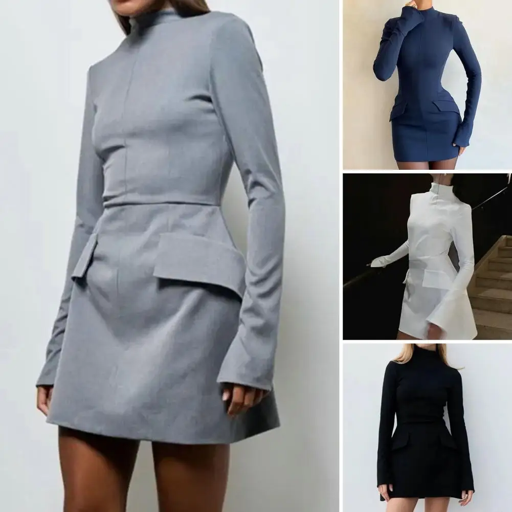 Elegant Dark Blue High Collar Mini Dress Women 2023 Autumn Pocket Long Sleeve Sexy Bodycon A-line Dresses Lady Party Club Robe
Elegant Dark Blue High Collar Mini Dress Women 2023 Autumn Pocket Long Sleeve Sexy Bodycon A-line Dresses Lady Party Club Robe