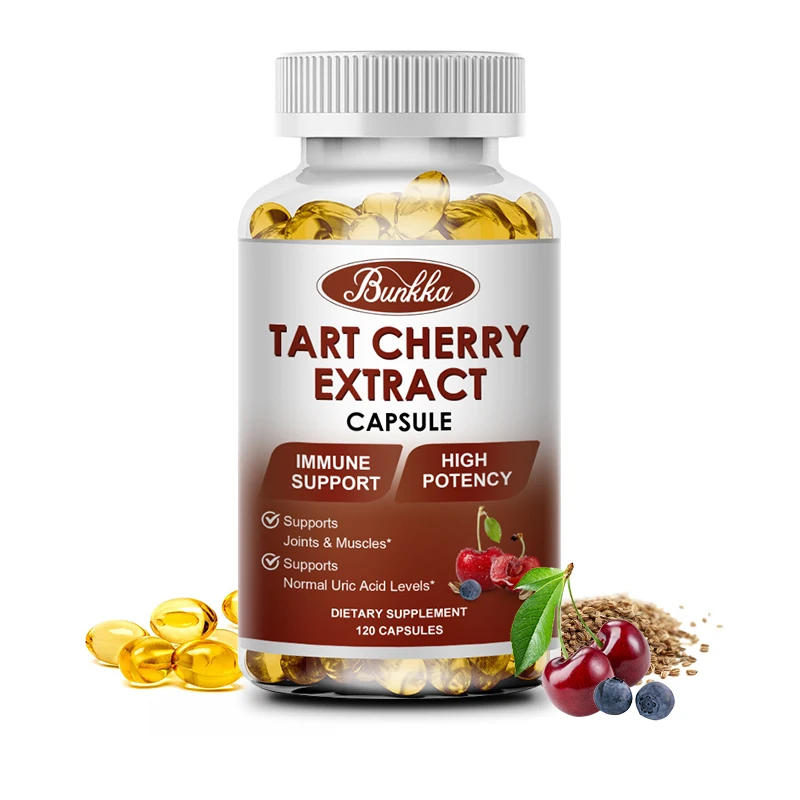 

Bunkka Tart Cherry Capsules Health Muscles&Joints Arthritis Immune Health Kidney Stones Cardiovascular Nutrition Diet Supplement