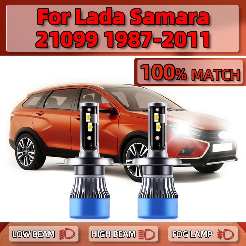 

120W H4 Canbus LED Headlight Bulbs 20000LM High Low Beam Auto Lamps 6000K 12V For Lada Samara 2109 1987-2007 2008 2009 2010 2011