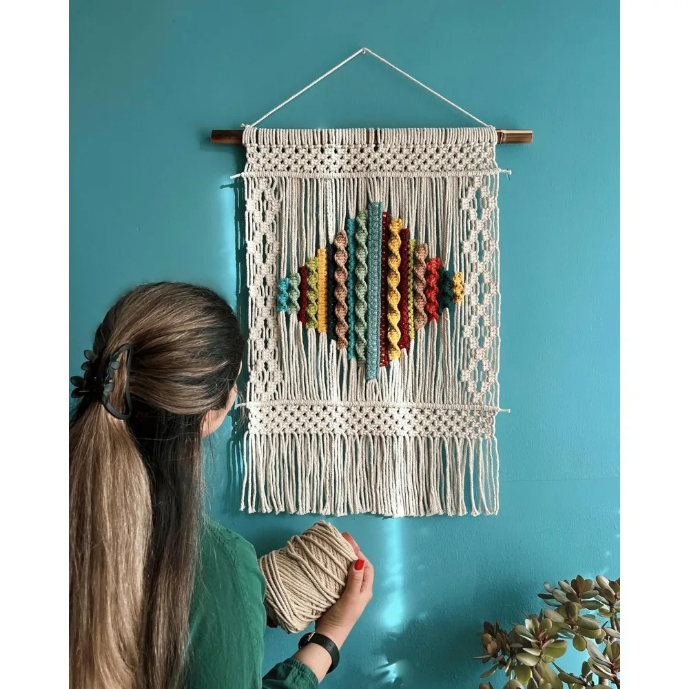 Haven Collection Macrame Wall Art - Boho Woven Yarn Tapestry 4 S8a508133d78d41c2aa6cf1109e4781cbv