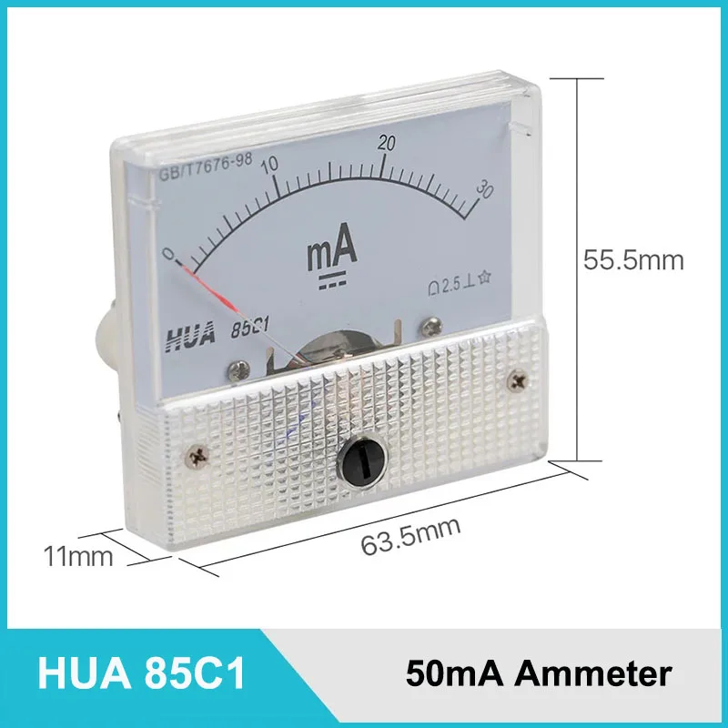

50mA 30mA Ammeter HUA 85C1 DC 0-30mA 0-50mA Analog Amp Panel Meter Current for CO2 Laser Engraving Cutting Machine