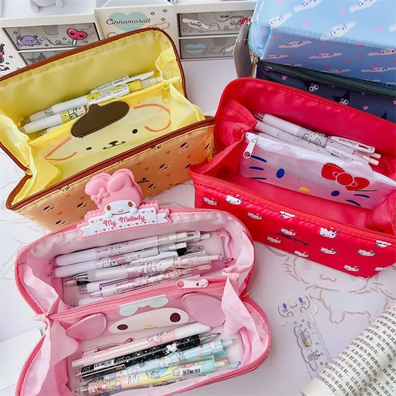 Милый чехол для ручки в стиле аниме Kuromi Cinnamoroll, мой мелодический карандаш, вместительная сумка для канцелярских принадлежностей, портативный макияж 
Милый чехол для ручки в стиле аниме Kuromi Cinnamoroll, мой мелодический карандаш, вместительная сумка для канцелярских принадлежностей, портативный макияж