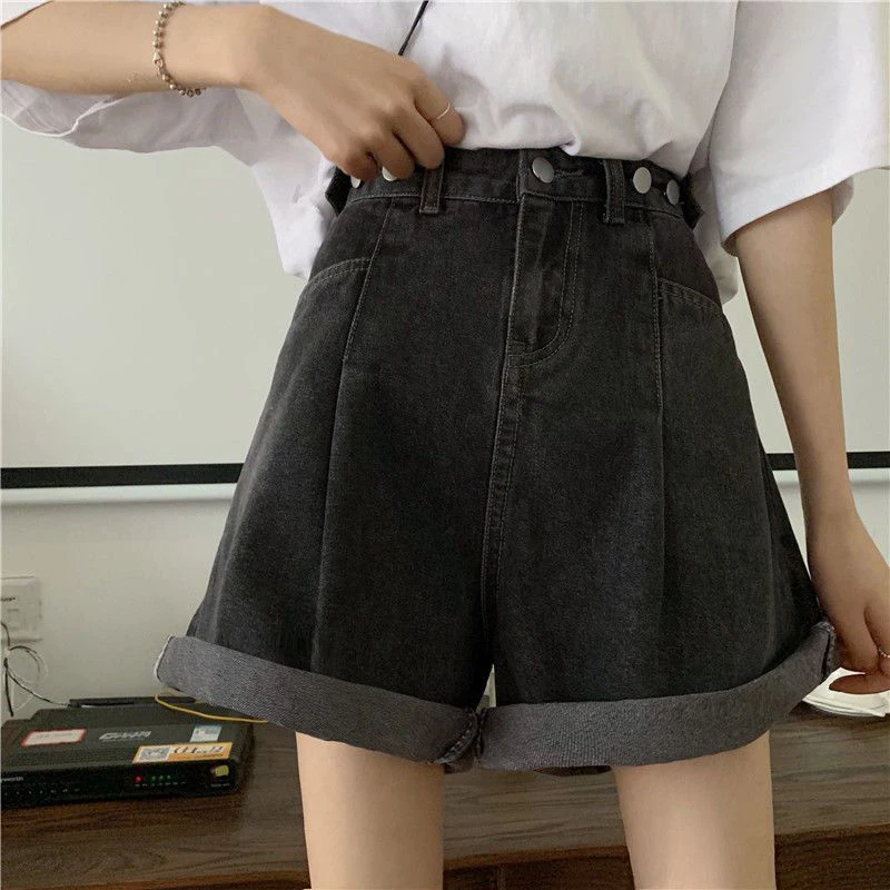

150kg Extra-Size Summer High-Waisted Denim Shorts Women's Loose Korean Five-Point A-line Hot Pants Female Wide-Leg Cowboy Shorts