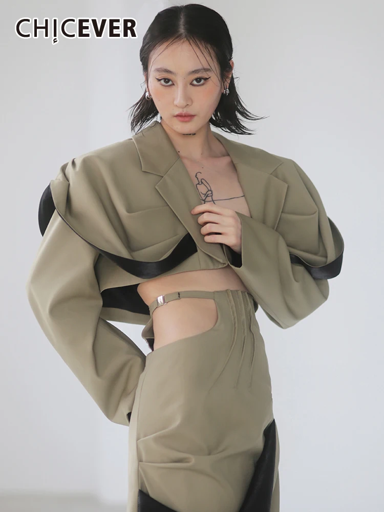 CHICEVER Colorblock Short Blazers For Women Notched Collar Puff Sleeve Folds Loose Streetwear Patchwork Blazer Female Spring New
CHICEVER Colorblock Short Blazers For Women Notched Collar Puff Sleeve Folds Loose Streetwear Patchwork Blazer Female Spring New