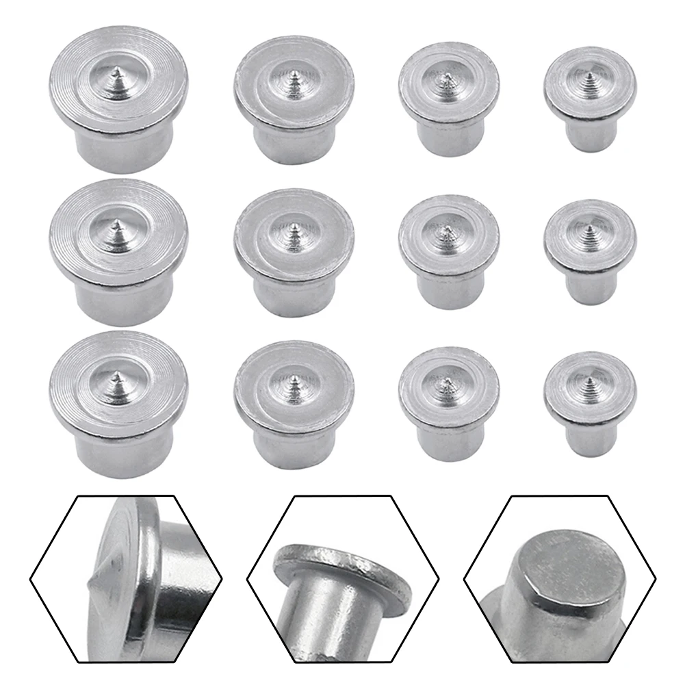 

12PCS Center Points Pin Woodworking Alignment Tool 3*6/3*8/3*10/3*12mm Round Wood Pin Locator Set Silver For DIY Wooden Crafts