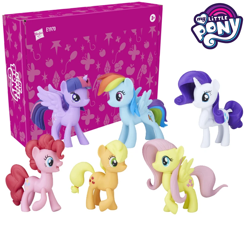 

Hasbro My Little Pony Figure Main Character Set 6 PCS Twilight Sparkle Rainbow Action Figure Cute Model Birthday Gift