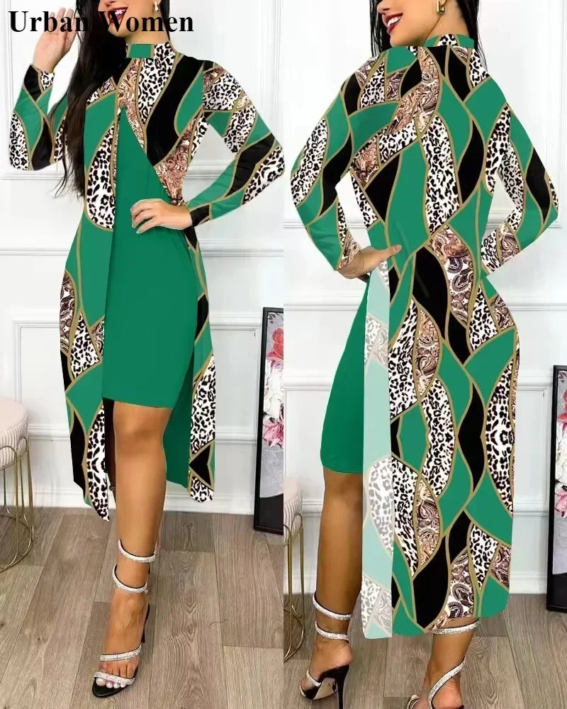 Summer Casual Printing Irregular Dress Women Fashion Solid Round Neck Long Sleeve Split Dress Women
Summer Casual Printing Irregular Dress Women Fashion Solid Round Neck Long Sleeve Split Dress Women
