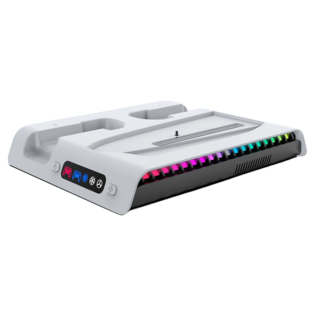 For PS5 Slim Stand Cooling Station With RGB Light Cooling Fan Dual Controllers Charger For PS5 Slim Console Digital&Disc Edition For PS5 Slim Stand Cooling Station With RGB Light Cooling Fan Dual Controllers Charger For PS5 Slim Console Digital&Disc Edition