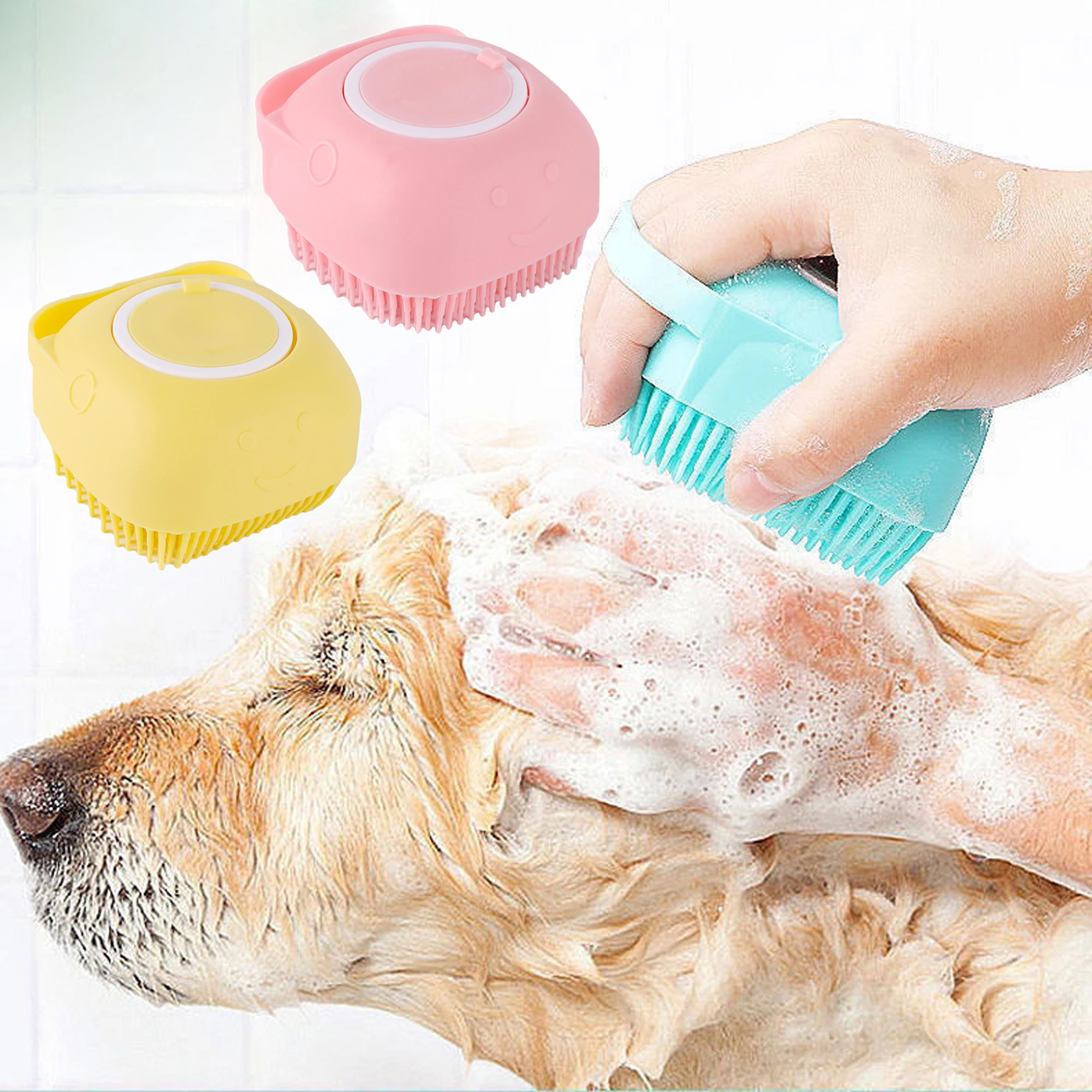

Pet Accessories Shampoo Massager Brush Bathroom Puppy Cat Massage Comb Grooming Shower Brush For Bathing Soft Brushes For Dogs