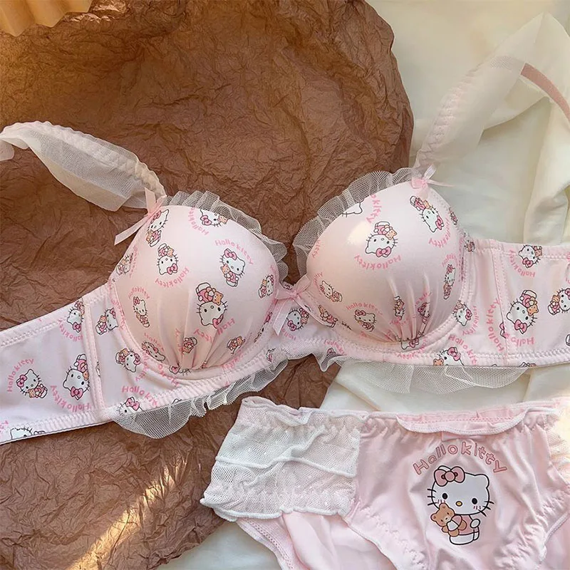 Miniso Hello Kitty Lace Bowknot Bra Sanrio Underwear Set Sweet Girl Bra Panties No Steel Ring Push Up Comfortable Underwear Gift
Miniso Hello Kitty Lace Bowknot Bra Sanrio Underwear Set Sweet Girl Bra Panties No Steel Ring Push Up Comfortable Underwear Gift
