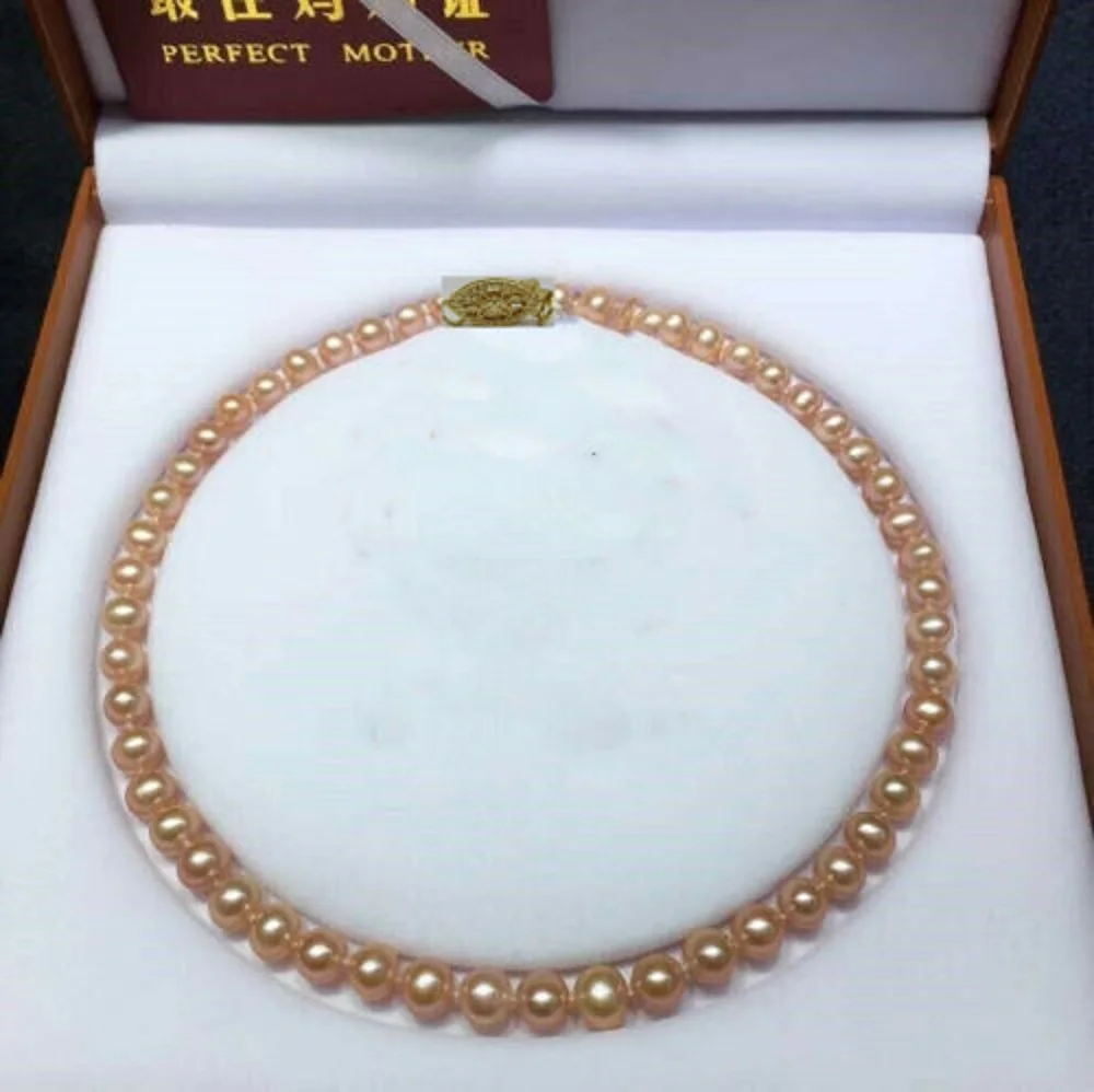 

20" 18" 16“ AAA+ 8-9MM REAL SOUTH SEA NATURAL PINK PEARL NECKLACE 14K GOLD